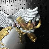 3D Marine Corps EGA insignia wall-mounted with eagle, globe, and anchor in gold and silver tones