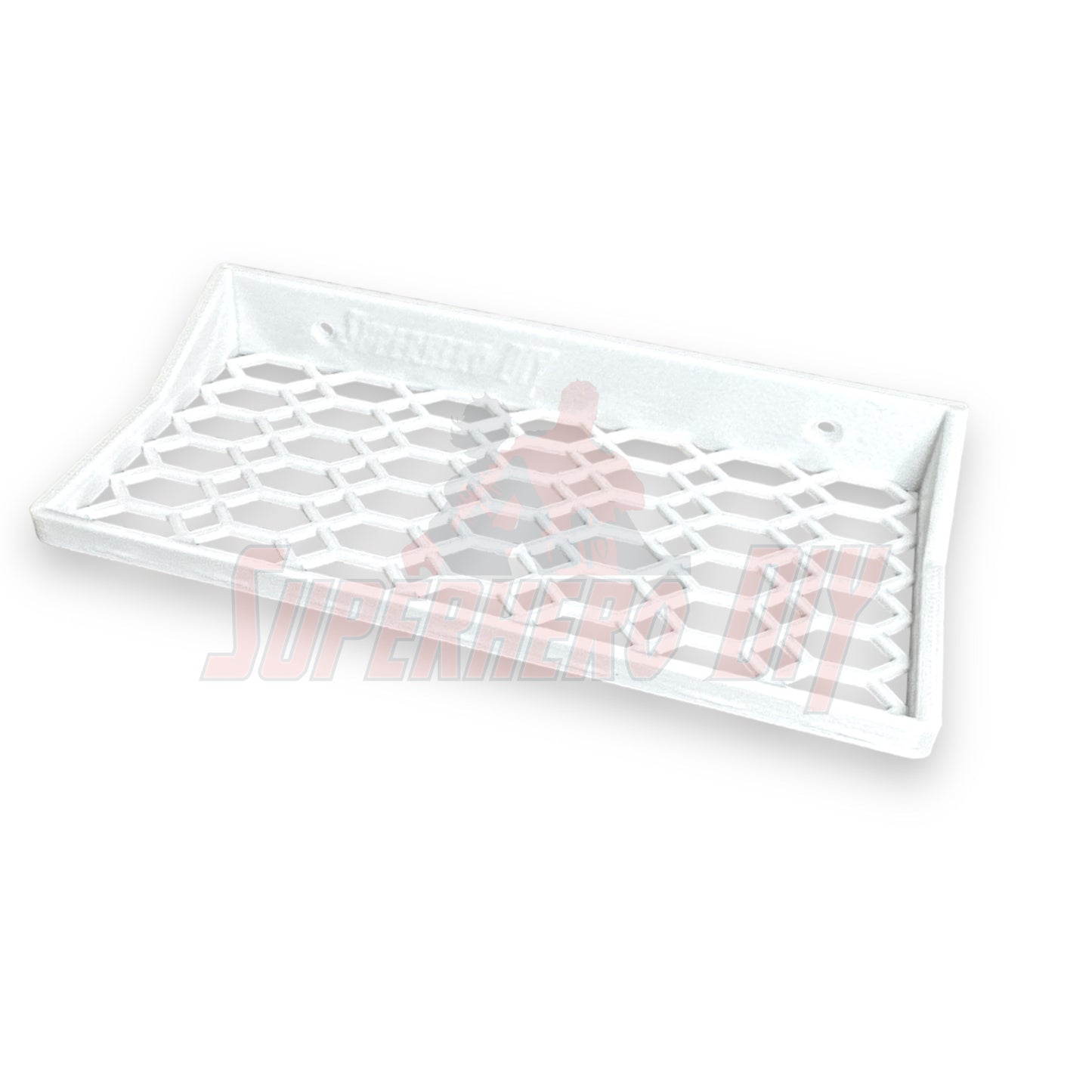 Floating shelf for Funko Pop 3-pack in white, designed for 9"W x 4.25"D boxes, ideal for display.