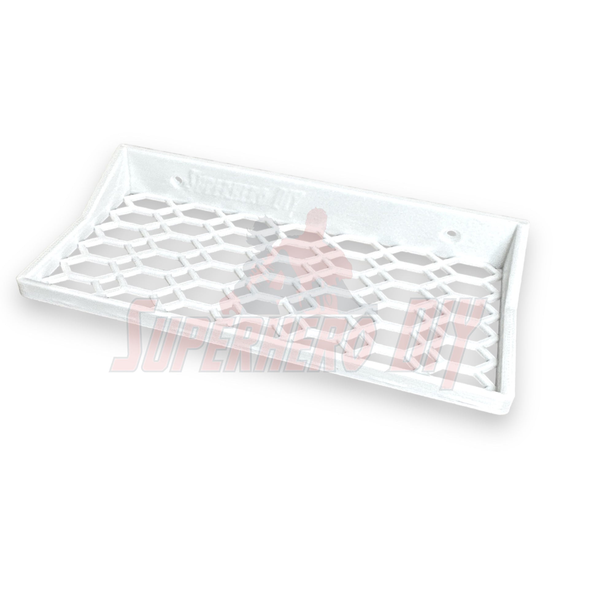 Floating shelf for Funko Pop 3-pack in white, designed for 9"W x 4.25"D boxes, ideal for display.