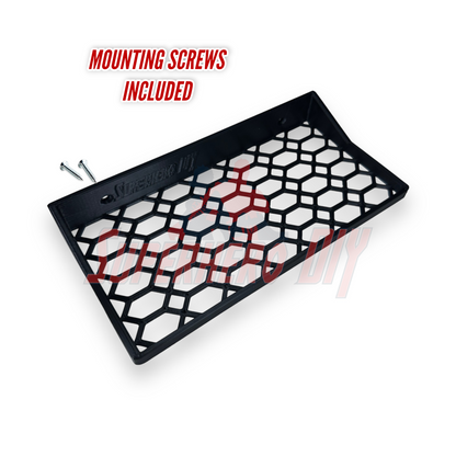 Floating shelf for Funko Pop 3-pack with mounting screws included and a honeycomb design.