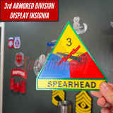 3rd Armored Division display insignia featuring the Spearhead triangle emblem and vibrant colors.