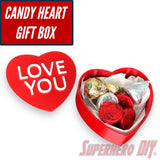 3D-PRINTABLE STL FILE | Candy Heart Gift Box | DIGITAL FILE ONLY - Red heart-shaped gift box with "LOVE YOU" on the lid, filled with assorted chocolates and foil-wrapped candies. - SuperheroDIY