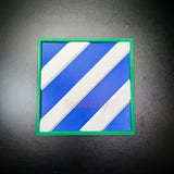 3rd Infantry Division display insignia in blue and white colors, featuring a bold design for display.
