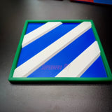 3rd Infantry Division display insignia in bold blue and white, 3D-printed, perfect for display.