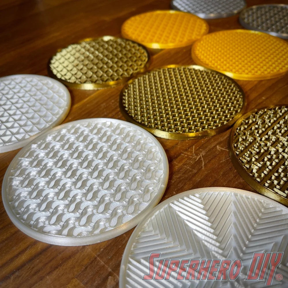 4-PACK Geometric Pattern Coasters | Shiny Metallic Plastic Coasters - Superhero DIY