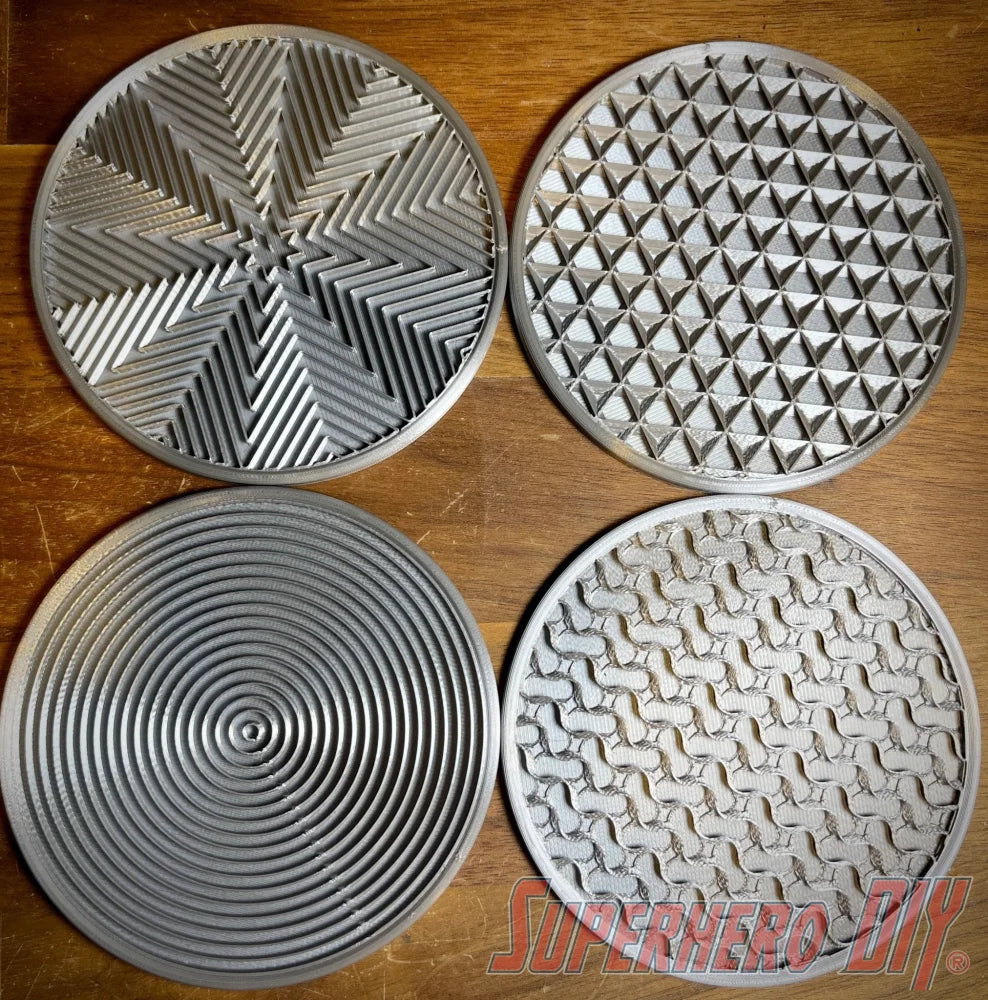 4-PACK Geometric Pattern Coasters | Shiny Metallic Plastic Coasters - Superhero DIY