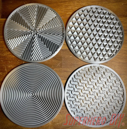 4-PACK Geometric Pattern Coasters | Shiny Metallic Plastic Coasters - Superhero DIY