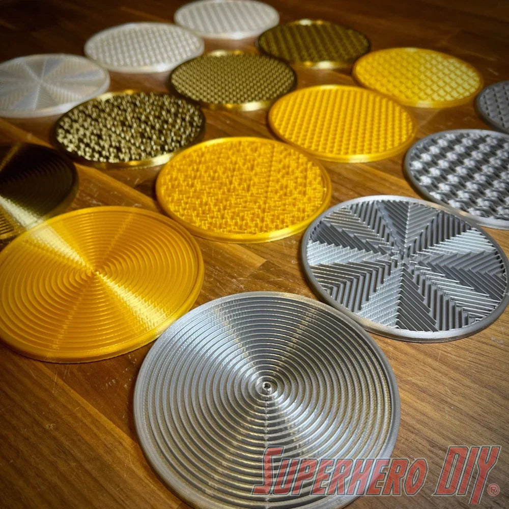 4-PACK Geometric Pattern Coasters | Shiny Metallic Plastic Coasters - Superhero DIY