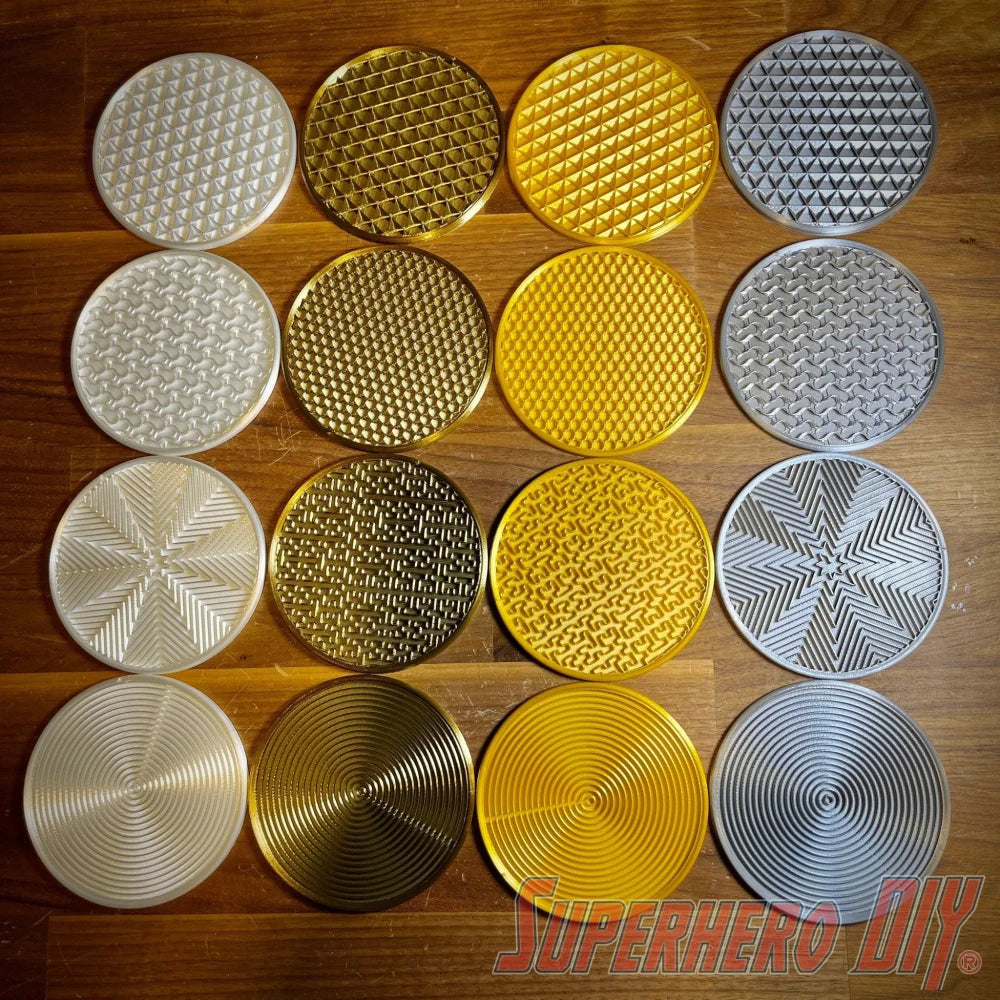 4-PACK Geometric Pattern Coasters | Shiny Metallic Plastic Coasters - Superhero DIY