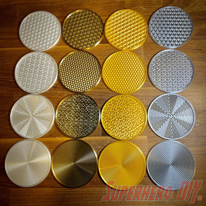 4-PACK Geometric Pattern Coasters | Shiny Metallic Plastic Coasters - Superhero DIY
