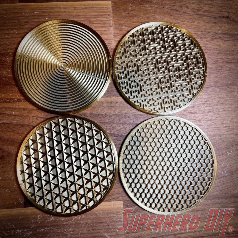 4-PACK Geometric Pattern Coasters | Shiny Metallic Plastic Coasters - Superhero DIY