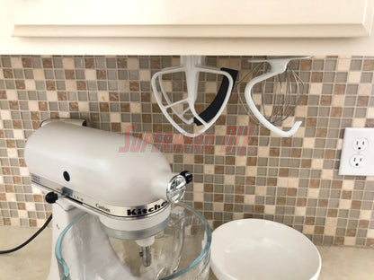 4-PACK Attachment Mounts for KitchenAid Stand Mixer | 4-PACK Space Saving Undermount Holders WITH 3M Command Strips - Superhero DIY