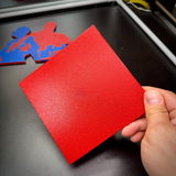4th Marine Division display insignia red square mountable piece held in hand, perfect for wall or shadow box display.