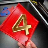 4th Marine Division insignia display, layered relief; gold numeral 4 on a red background; perfect for wall decor.