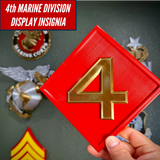 4th Marine Division display insignia featuring a bold gold numeral four on a scarlet background, perfect for mounting.