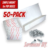 50-Pack Simple Funko Pop Box Wall Mount Simple Figure Display Shelf | Includes command strips OR screws! | Bulk pack - Superhero DIY