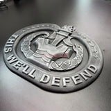 3D U.S. Army Drill Sergeant Badge insignia with 'THIS WE'LL DEFEND' text, perfect for display or shadow box.