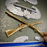 Army Infantry Crossed Rifles Insignia | Crossed Muskets Wall Display, Gold or Black, 6 to 15 Inch