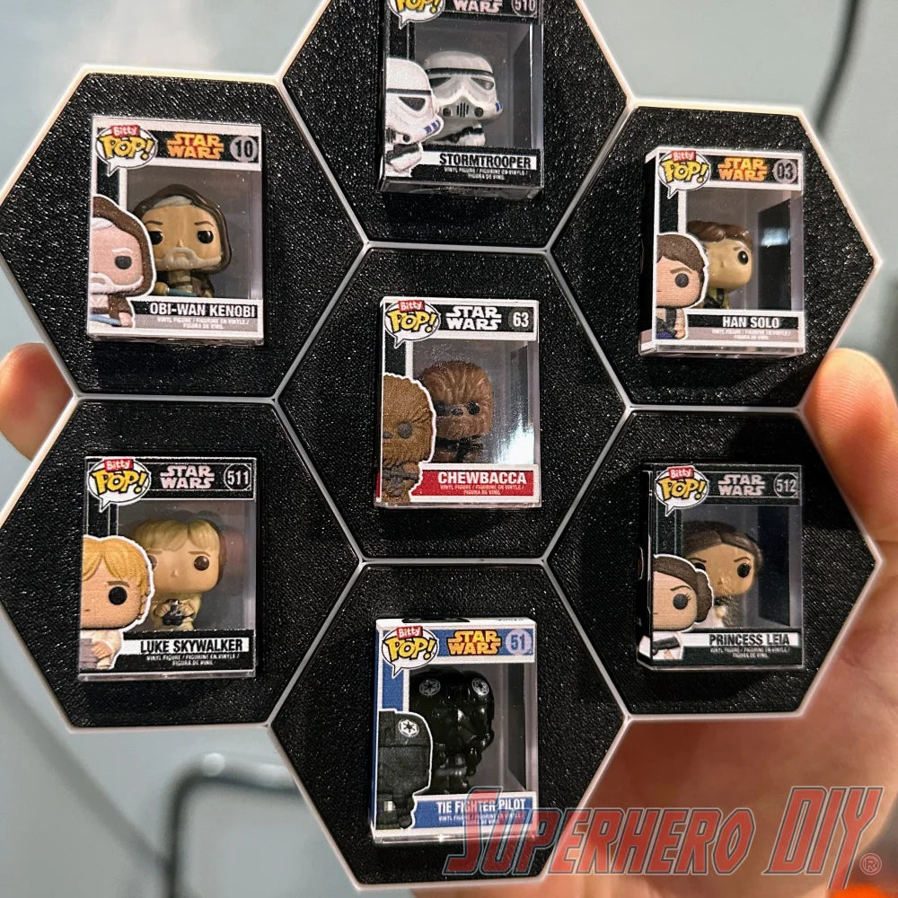 7-CELL Honeycomb Wall Display for Bitty Pops | Organize 7 Bitty Pops for easy display! - Superhero DIY