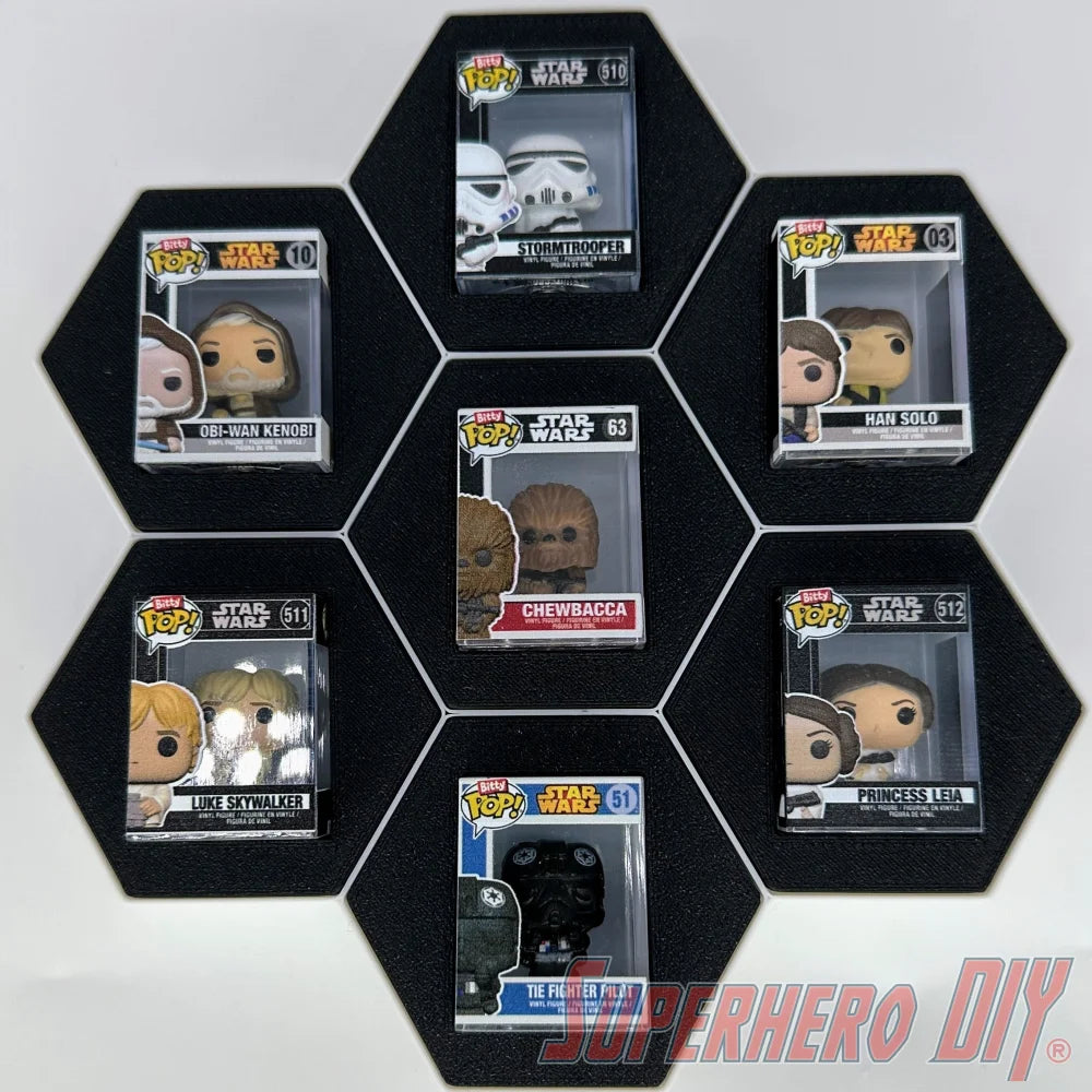 7-CELL Honeycomb Wall Display for Bitty Pops | Organize 7 Bitty Pops for easy display! - Superhero DIY