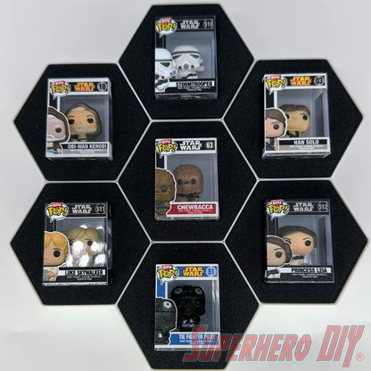 7-CELL Honeycomb Wall Display for Bitty Pops | Organize 7 Bitty Pops for easy display! - Superhero DIY