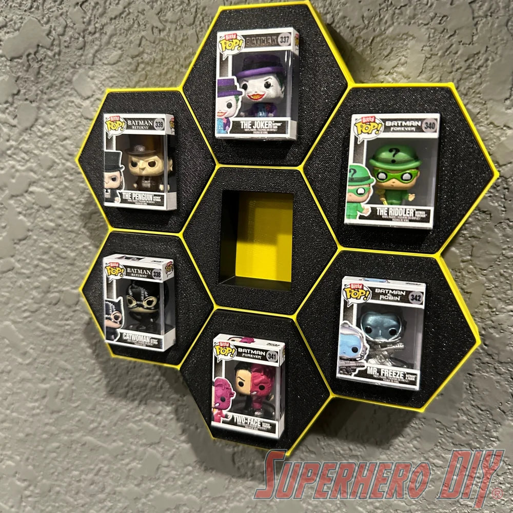 7-CELL Honeycomb Wall Display for Bitty Pops | Organize 7 Bitty Pops for easy display! - Superhero DIY