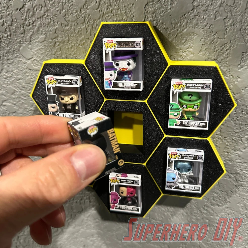 7-CELL Honeycomb Wall Display for Bitty Pops | Organize 7 Bitty Pops for easy display! - Superhero DIY