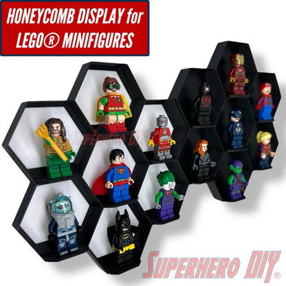 7-CELL Honeycomb Wall Display for LEGO® Minifigures | Organize 7 Minifigs for easy display