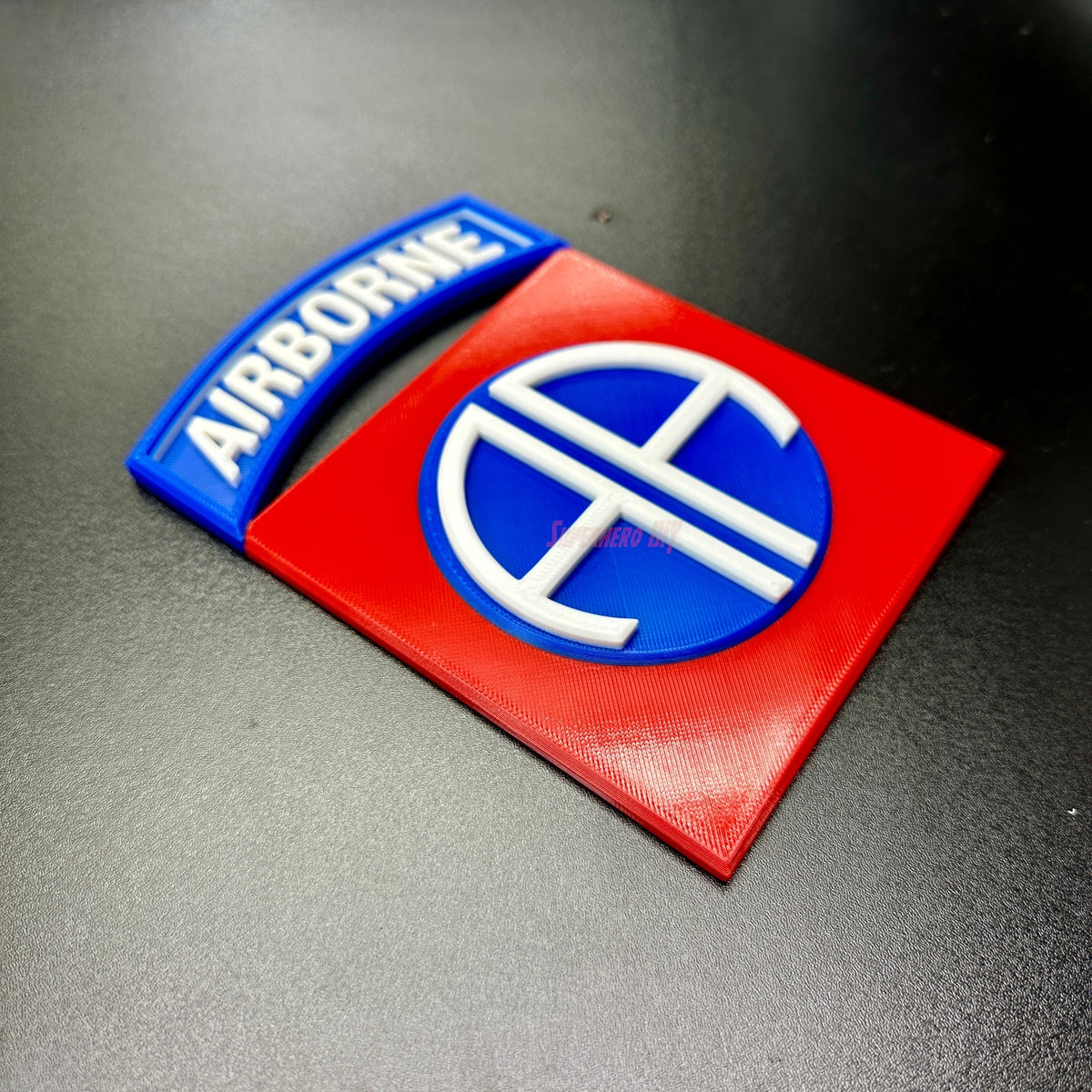 82nd Airborne Division display insignia in 3D print, showcasing the All-American Division symbol.