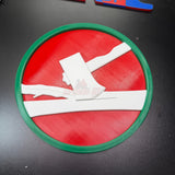 84th Training Command display insignia plaque featuring a white axe over a red background.