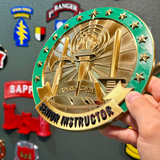 Army Instructor Badge display showing Senior Instructor level insignia with detailed design and vibrant colors.