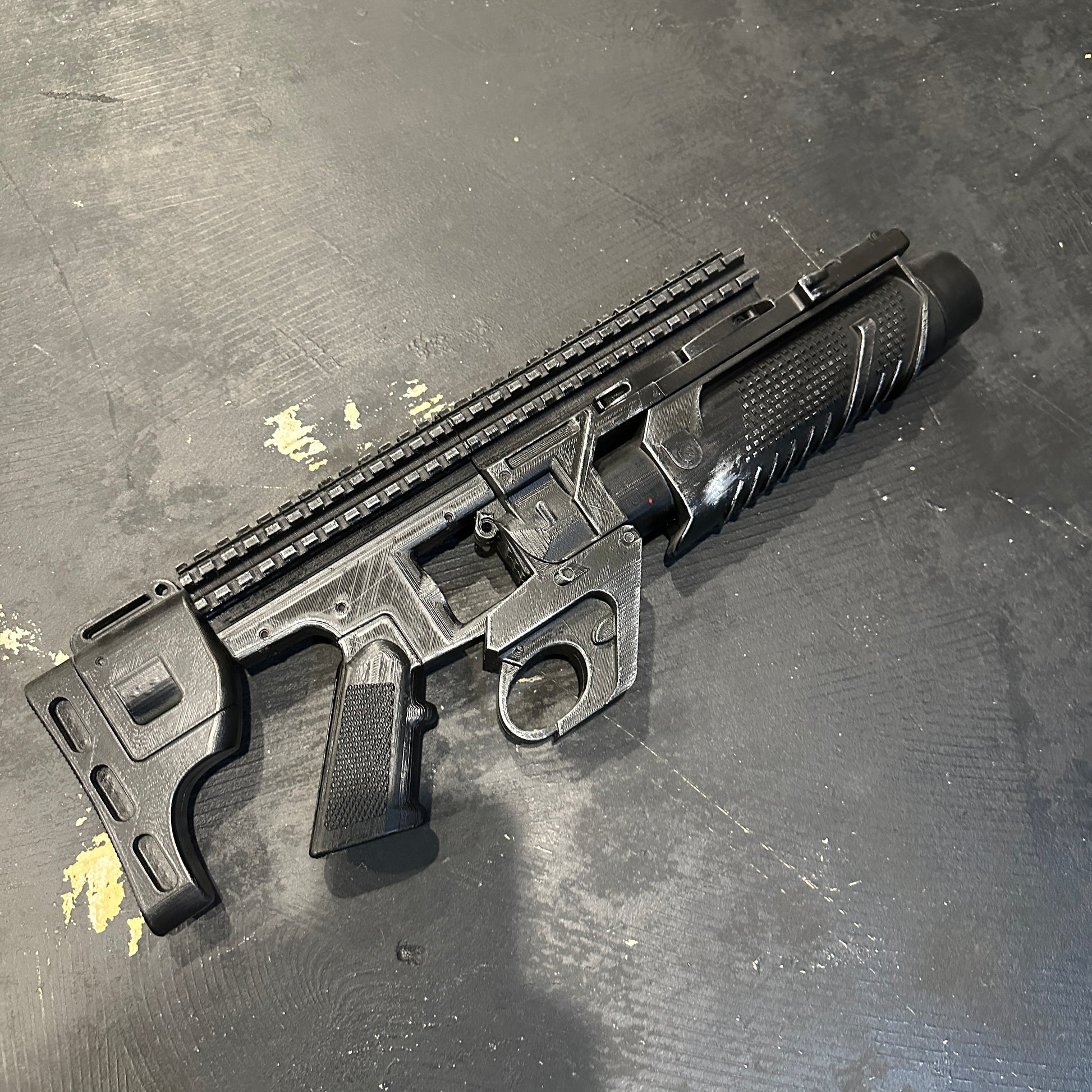 BvS Grenade Launcher Prop Batman v Superman 3-D printed model with custom paint job and removable grenade.
