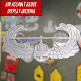 Air Assault Badge display insignia with shiny silver finish, perfect for wall mount or shadow box display.