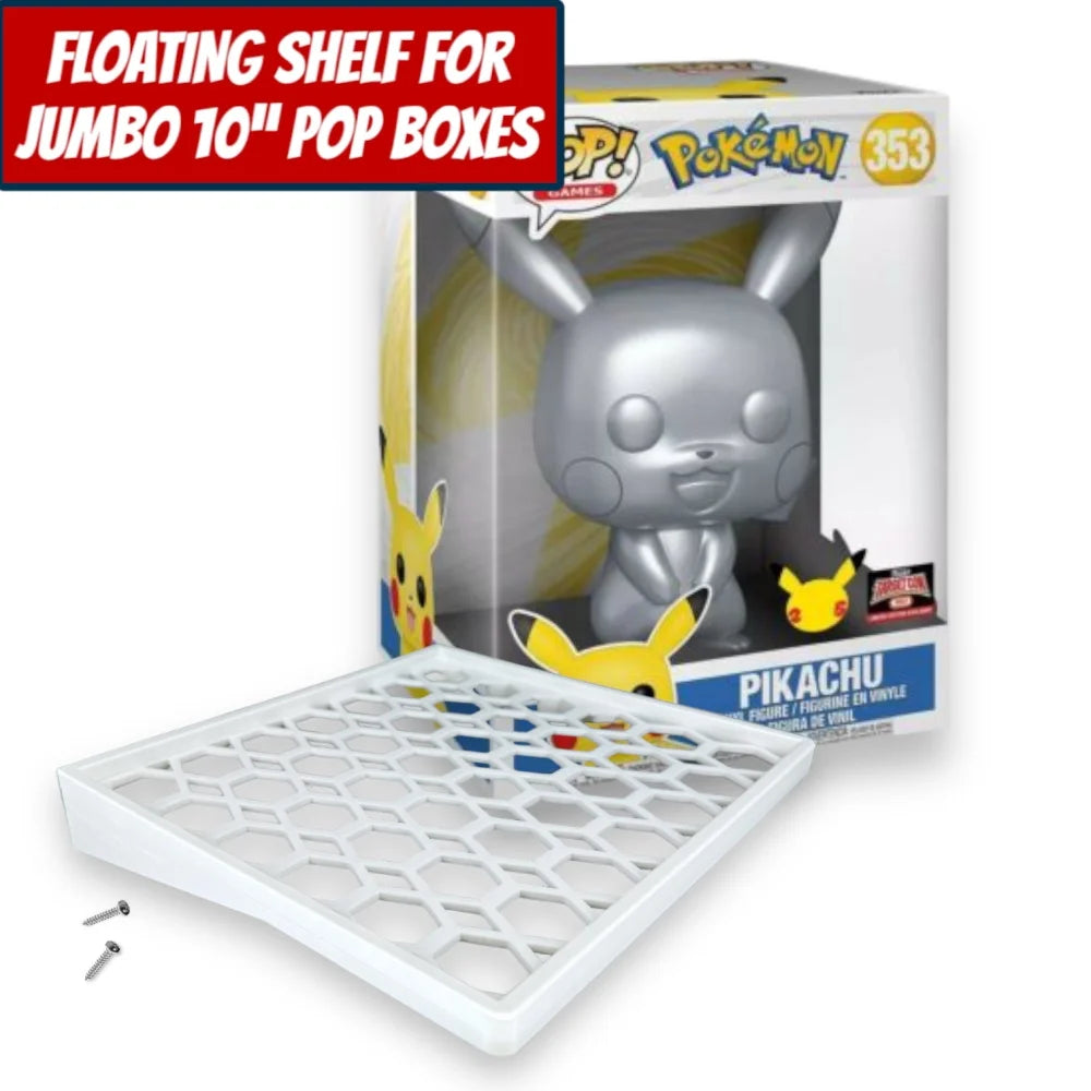 Box Floating Shelf for Jumbo 10" Funko Pops | Comes with mounting screws | Fits 10 inch 8.75W X 8.25D Jumbo Pop boxes - Superhero DIY