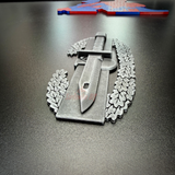 Combat Action Badge with pewter finish, featuring a sword and laurel design, ideal for display.