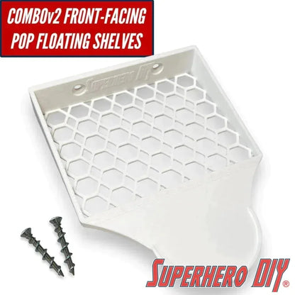 COMBO v2 FRONT Floating Shelf for Funko Pop Box and Pop! | Front-Facing Wall Display Shelf | For Soft Cases or Funko Box only | Screws included - Superhero DIY