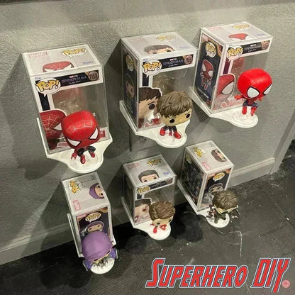 COMBO v2 FRONT Floating Shelf for Funko Pop Box and Pop! | Front-Facing Wall Display Shelf | For Soft Cases or Funko Box only | Screws included - Superhero DIY