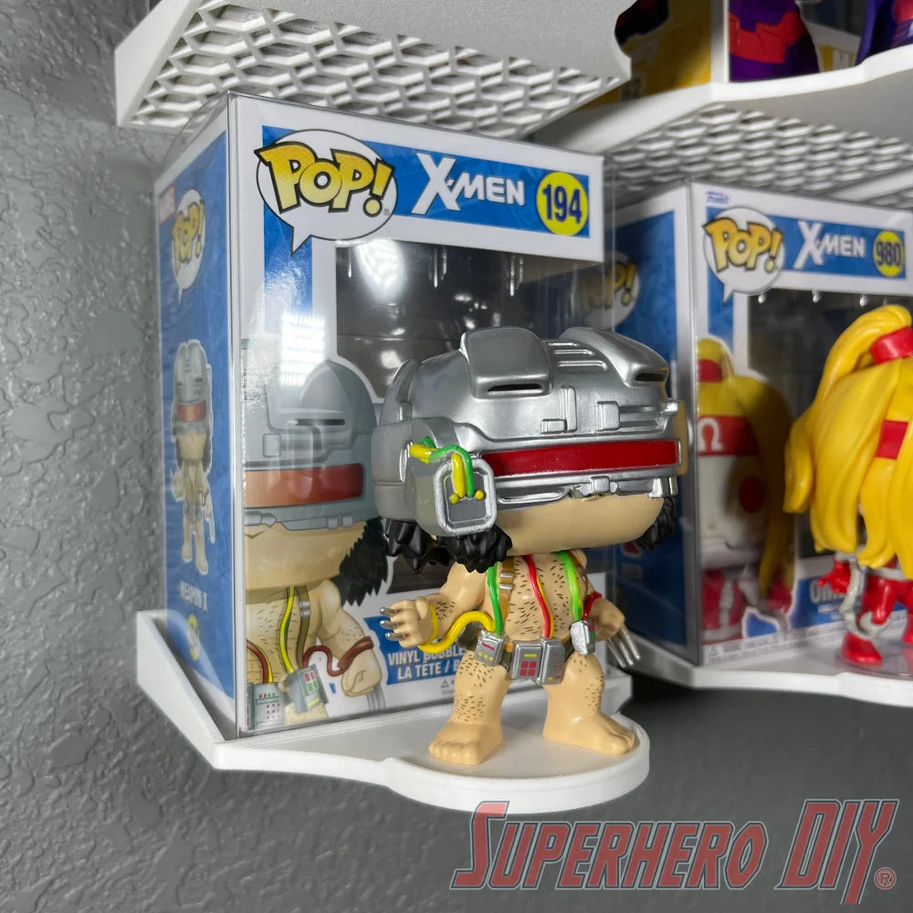 COMBO v2 FRONT Floating Shelf for Funko Pop Box and Pop! | Front-Facing Wall Display Shelf | For Soft Cases or Funko Box only | Screws included - Superhero DIY