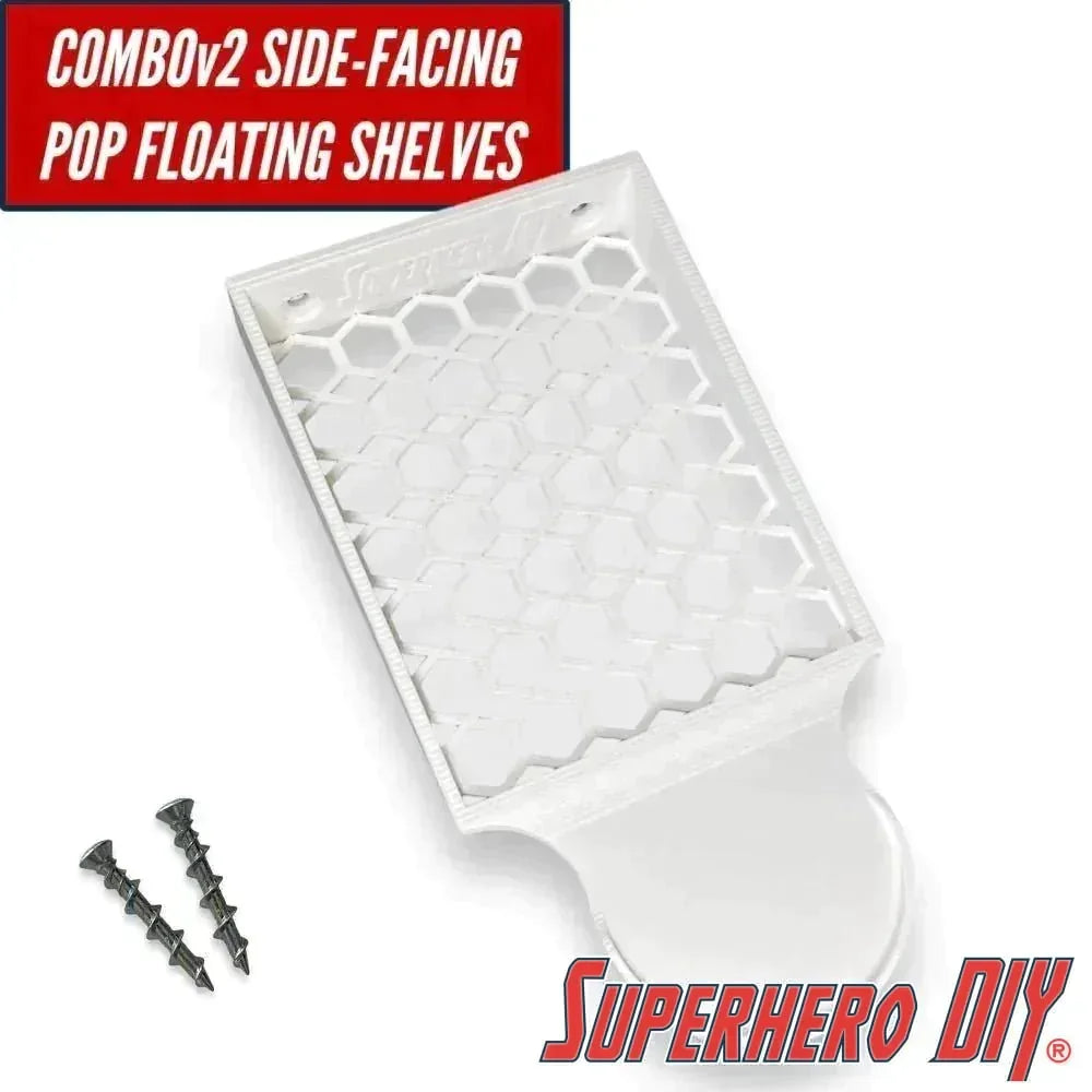 COMBO v2 SIDE Floating Shelf for Funko Pop Box and Pop! | SIDE Display Shelf | For Soft Cases or Funko Box only | Screws included - Superhero DIY
