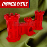Army Engineer Castle 3D-printed display of the U.S. Army Corps of Engineers symbol on a green fabric background