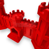 3D-printed red Army Engineer Castle representing the U.S. Army Corps of Engineers symbol, ideal for combat engineers and veterans.