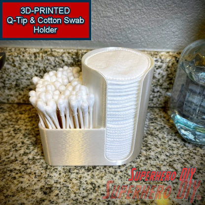 Cotton Swabsticks and Cotton Swab Holder | Great make up organizer for cotton pads or q-tips | Bathroom organizer Dab tray - Superhero DIY