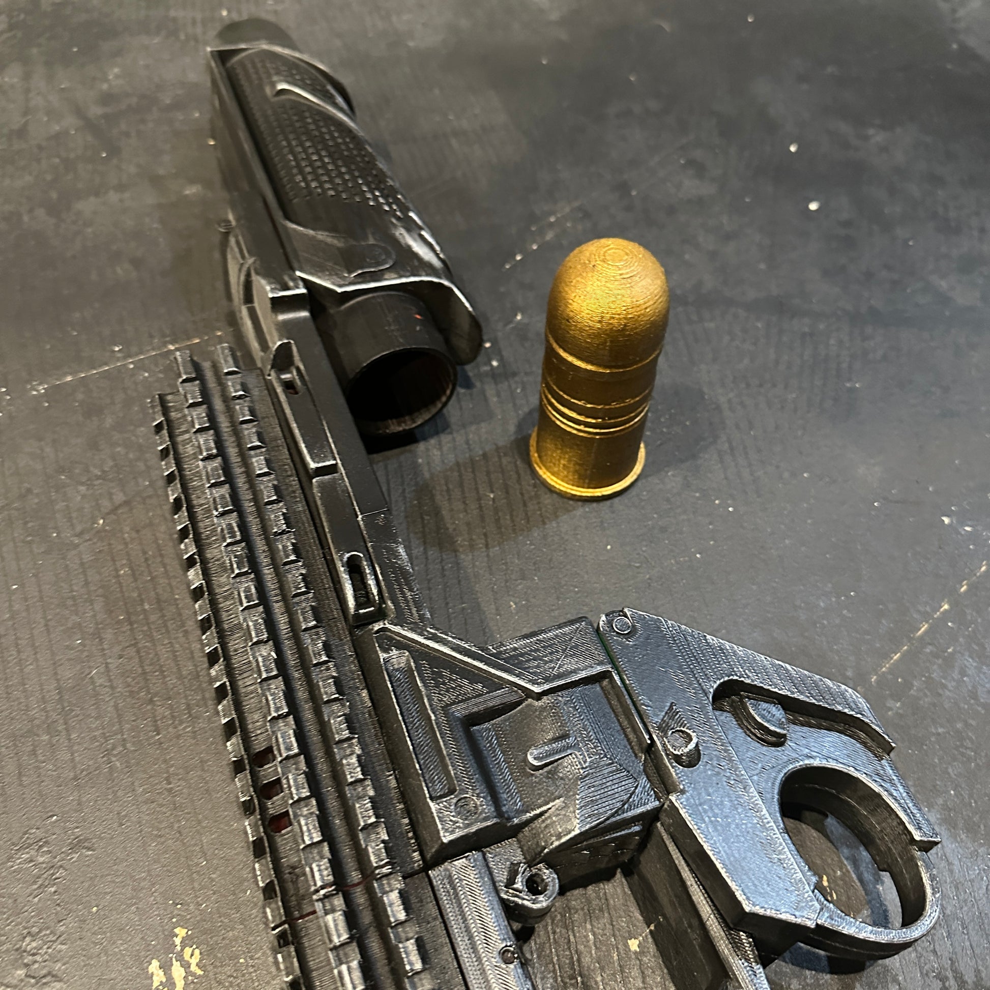 BvS Grenade Launcher Prop Batman v Superman with removable prop grenade and sliding barrel.