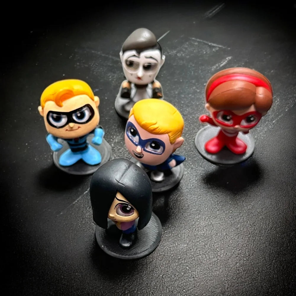 Display Stands for Disney Doorables Figures Peg Bases to Keep Standing with colorful characters.