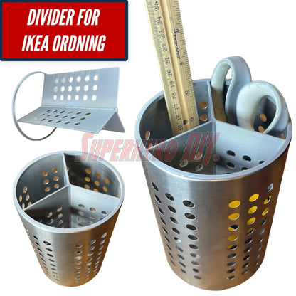 Divider for IKEA ORDNING Utensil Holder | Fits both short and tall Metal Utensil Holders - Superhero DIY