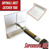 Drilling dust collector catching debris from wall while drilling, showing tool in use. Perfect for keeping floors clean during projects.