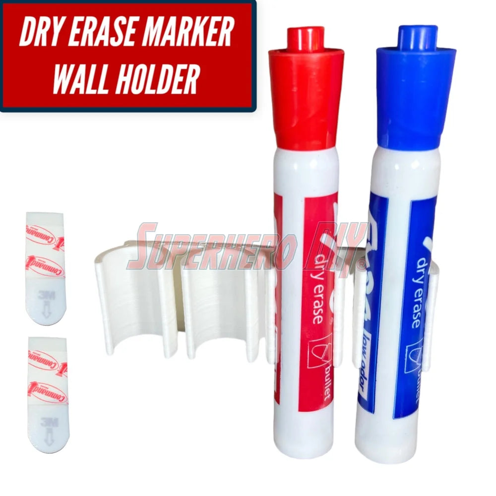 Dry Erase Marker Holder | Wall Mount 4 or 8 Dry Erase Markers or similar size markers | Comes with command strip! - Superhero DIY