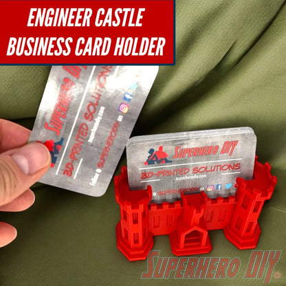 Engineer Corps castle business card holder for US Army engineers, perfect for office desks, military gifts, or professional displays