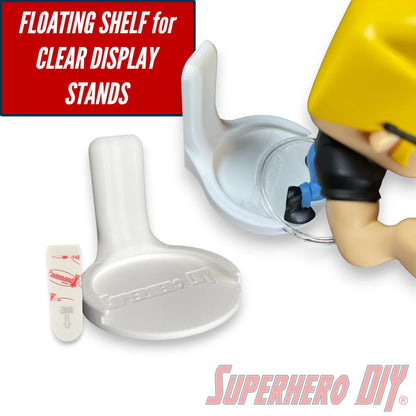 Floating Figure Shelves for Clear Stand Bases | For all your Funko Pops with plastic stands | Comes with command