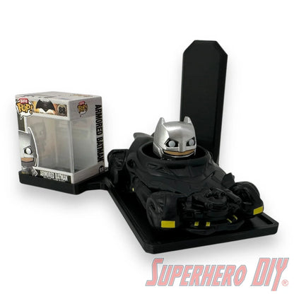Floating wall shelf display for Bitty Pop Rides sets, fits vehicle-style Funko Bitty Pop figures with matching box